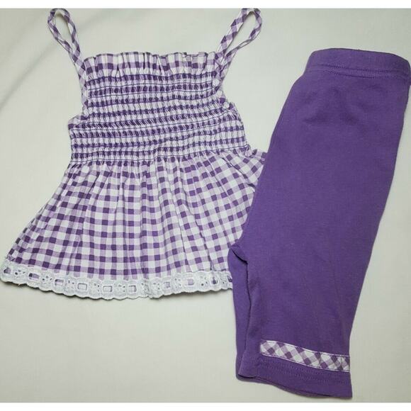 Vintage 1990s Baby Girls Small Steps Purple White Plaid Pants Outfit Set 18m - Picture 2 of 6